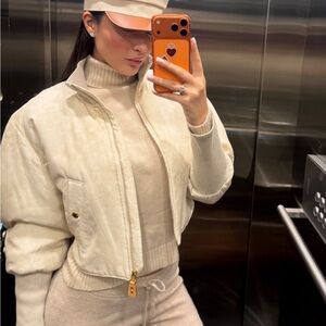 Louis Vuitton Cream Silk Bomber Jacket